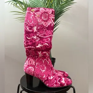 Lilly Pulitzer Tall Pink Paisley Print Vintage Boots
