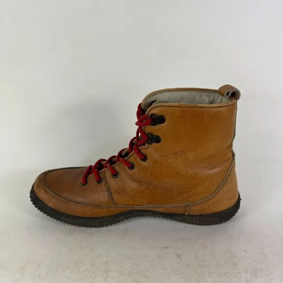 L.L. Bean Ankle Boots Women's 8 Brown Leather Lace-Up Round Toe Athletic Shoes