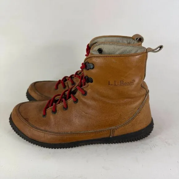 L.L. Bean Ankle Boots Women's 8 Brown Leather Lace-Up Round Toe Athletic Shoes