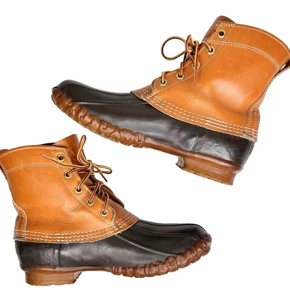 LL Bean Women’s Vintage Bean Boots Maine Hunting Shoes SZ 7 Brown Tan Shearling
