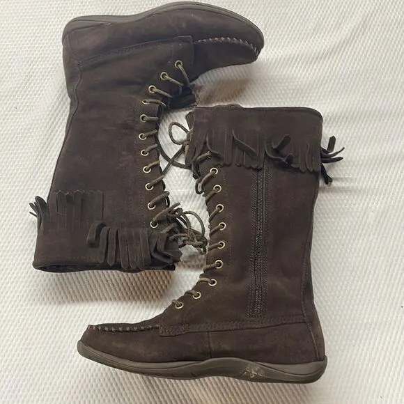 L.L.Bean Moccasin Tall Boots Size 6 Leather Suede