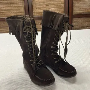 L.L.Bean Moccasin Tall Boots Size 6 Leather Suede