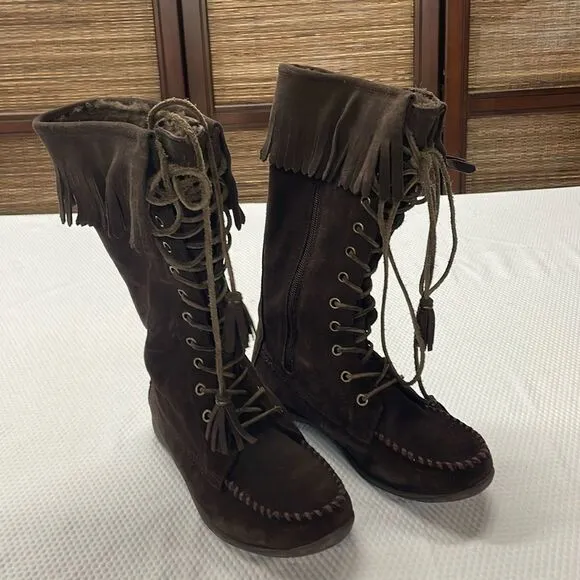 L.L.Bean Moccasin Tall Boots Size 6 Leather Suede