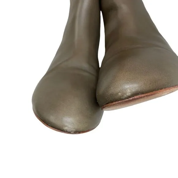 Loeffler Randall Matilde Taupe Leather Tall Wedge Boots 6.5
