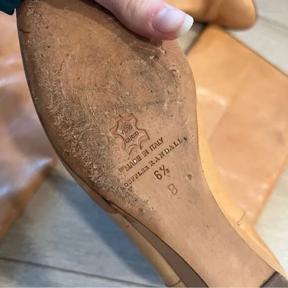 Loeffler Randall Women’s Matilde Tan Wedge Tall Leather Boots Size 6.5