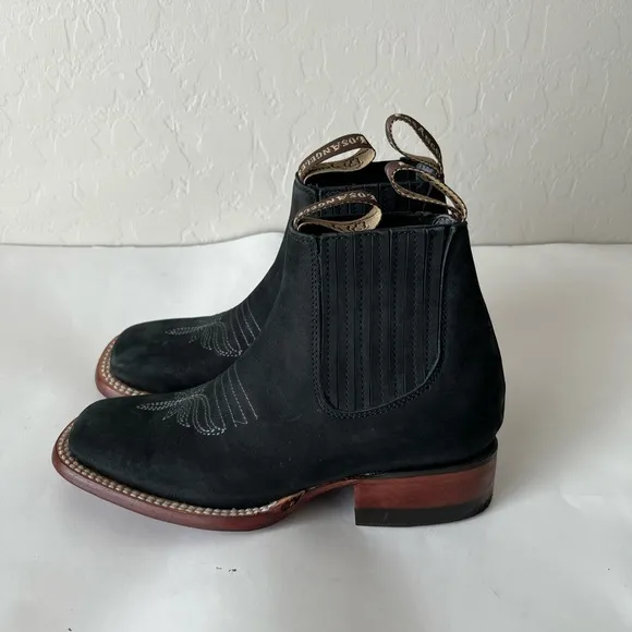 Los Angeles Boots Women’s Western Nobuck Leather Short Ankle Chelsea Boots Black