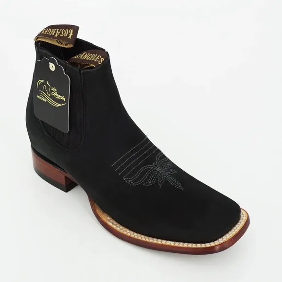Los Angeles Boots Women’s Western Nobuck Leather Short Ankle Chelsea Boots Black