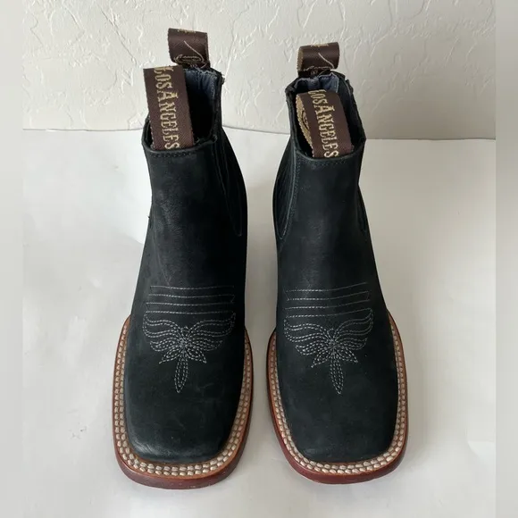 Los Angeles Boots Women’s Western Nobuck Leather Short Ankle Chelsea Boots Black