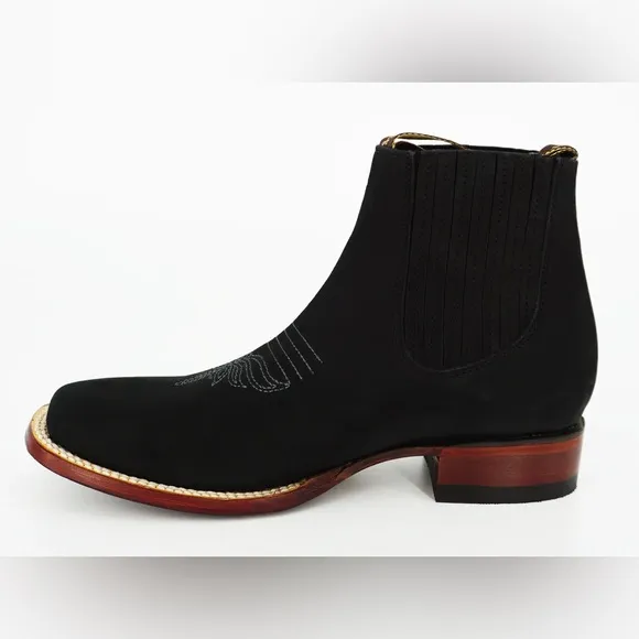 Los Angeles Boots Women’s Western Nobuck Leather Short Ankle Chelsea Boots Black