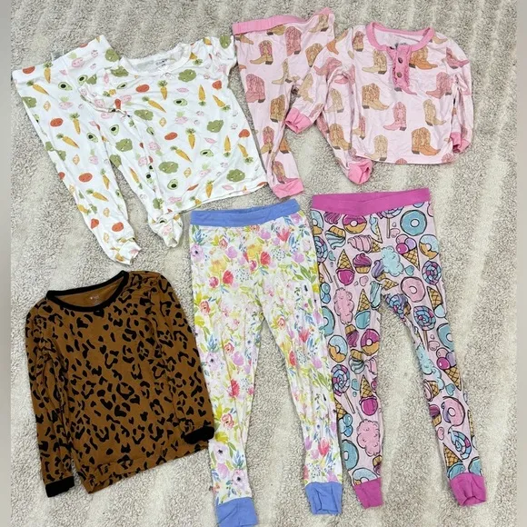 Lot of 7 Bamboo Pajamas set baby toddler girl little sleepies kyte baby print