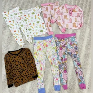 Lot of 7 Bamboo Pajamas set baby toddler girl little sleepies kyte baby print