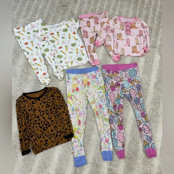 Lot of 7 Bamboo Pajamas set baby toddler girl little sleepies kyte baby print