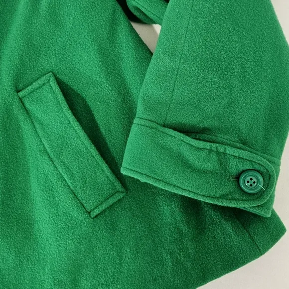 Louben Wool and Cashmere Double Breasted Short Pea Coat in Kelly Green Size 12
