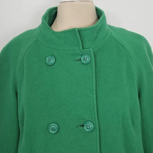 Louben Wool and Cashmere Double Breasted Short Pea Coat in Kelly Green Size 12