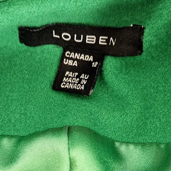 Louben Wool and Cashmere Double Breasted Short Pea Coat in Kelly Green Size 12