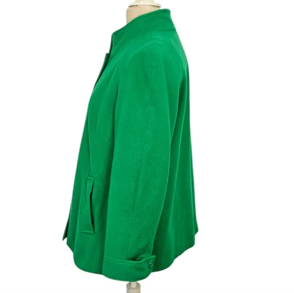 Louben Wool and Cashmere Double Breasted Short Pea Coat in Kelly Green Size 12