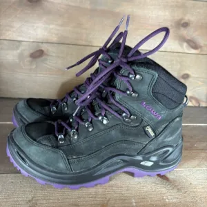 lowa renegade gtx mid womens size 7 shoes black leather waterproof hiking boots
