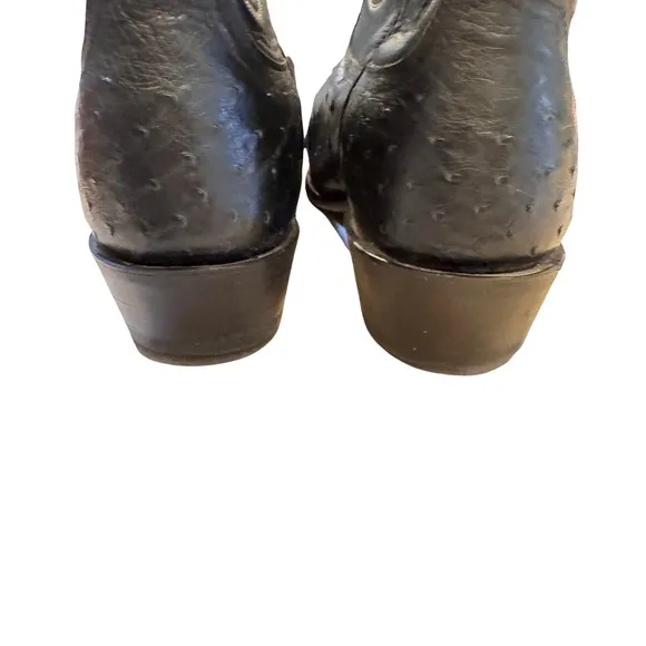 Lucchese 1883 Ostrich Full Quill Black Cowboy Boots  Stitch Leather 11.5 Men EUC