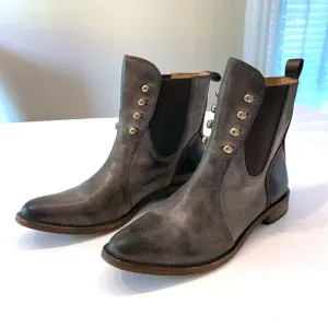 Lucchese Women's Spirit Gray Brandy Calf‎ Short Riding Western Boots Size 7.5 M