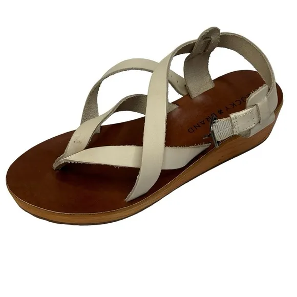 Lucky Brand Sandals Style Adinis Crisscross Straps 2” Wedge Comfort Footbed 6.5