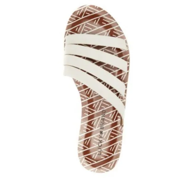 Lucky Brand Women Anika Slide Sandals Flip Flops White Natural Sz-8.5M