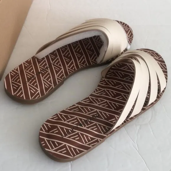 Lucky Brand Women Anika Slide Sandals Flip Flops White Natural Sz-8.5M