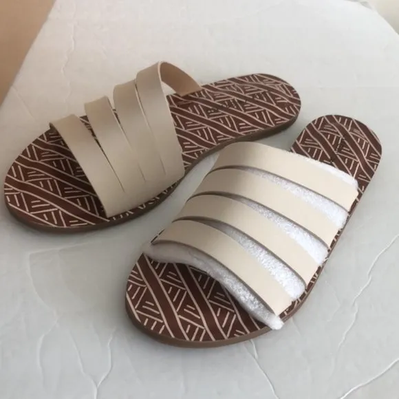 Lucky Brand Women Anika Slide Sandals Flip Flops White Natural Sz-8.5M