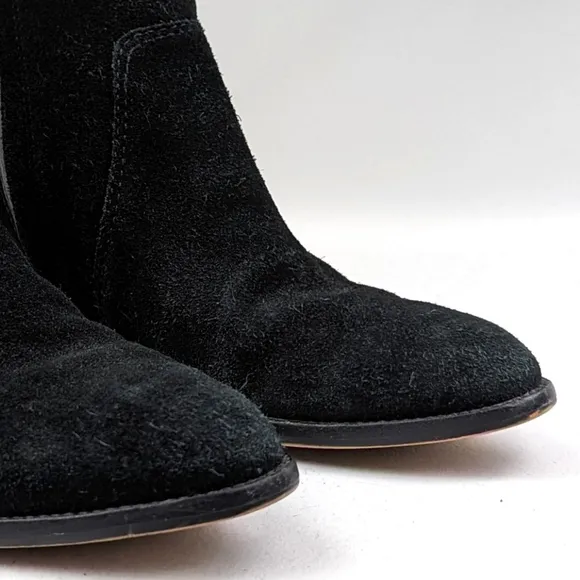 Madewell The Asher Suede and Leather Ankle Boot Block Heel Side Zipper Black 7.5