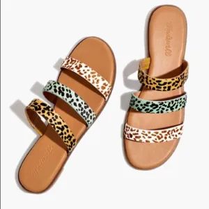 Madewell Women's The Ilana Slide Sandal in Calf Hair Tan Size 7
