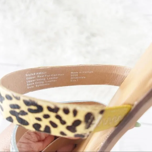 Madewell Women's The Ilana Slide Sandal in Calf Hair Tan Size 7