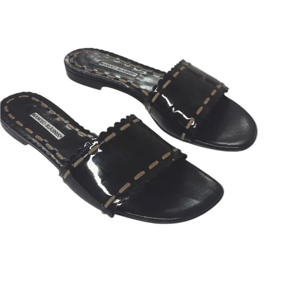 Manolo Blahnik Black Slide Sandals women size 10