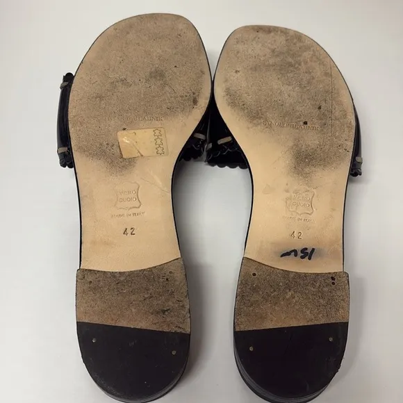Manolo Blahnik Black Slide Sandals women size 10