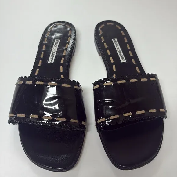 Manolo Blahnik Black Slide Sandals women size 10