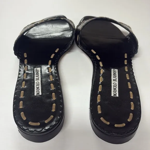Manolo Blahnik Black Slide Sandals women size 10