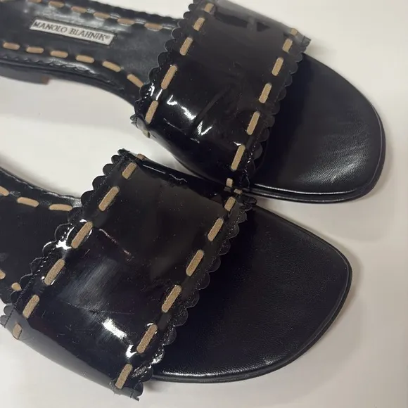 Manolo Blahnik Black Slide Sandals women size 10