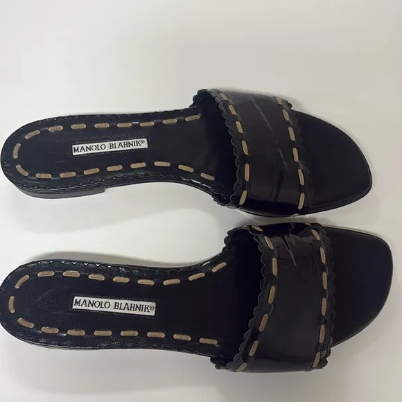Manolo Blahnik Black Slide Sandals women size 10