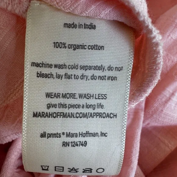 Mara Hoffman Women’s Small Pink Fiona Dress Organic Cotton Maxi Oversized.