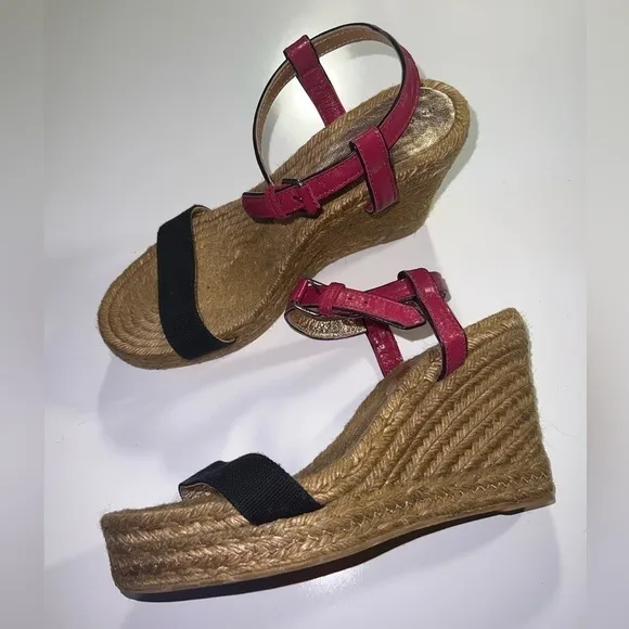 Marc By Marc Jacobs Colorblock Leather Raffia Wedge Sandals EU size 41