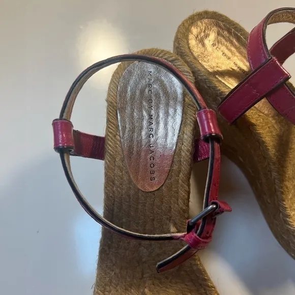 Marc By Marc Jacobs Colorblock Leather Raffia Wedge Sandals EU size 41