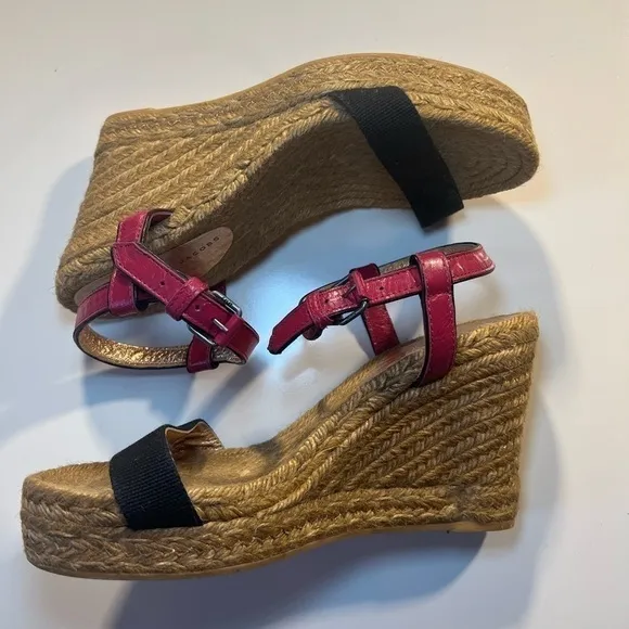 Marc By Marc Jacobs Colorblock Leather Raffia Wedge Sandals EU size 41