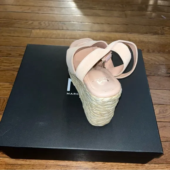 Marc Fisher LTD Nelly Ankle Strap Wedge Sandals Light Natural 111 Women’s Size 8