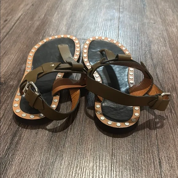 Marni Brown Leather Studded Sandals