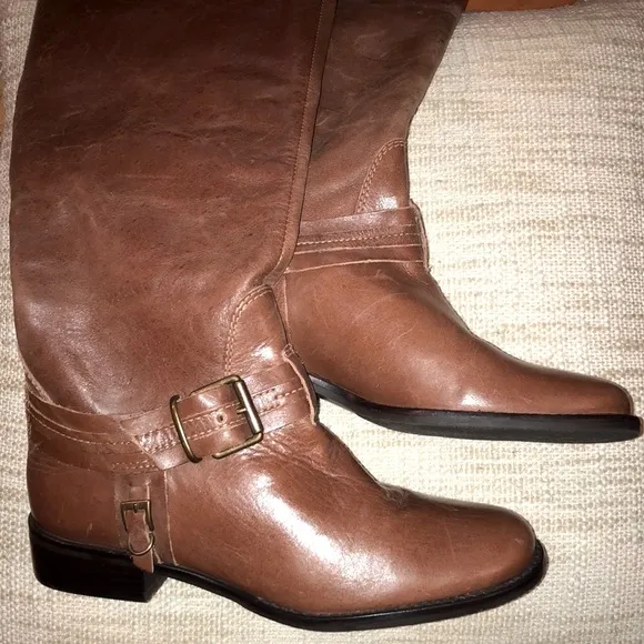 Matisse Flashback Leather Tall Riding Boots back zip closure brown size 7
