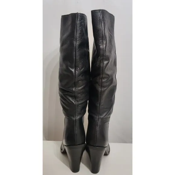 Matisse Raquel Black Leather Tall Block Heel Boots Sz 9.5 M
