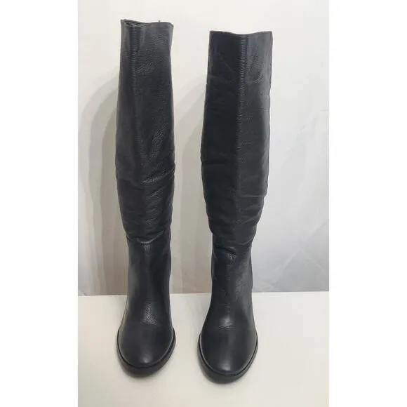 Matisse Raquel Black Leather Tall Block Heel Boots Sz 9.5 M