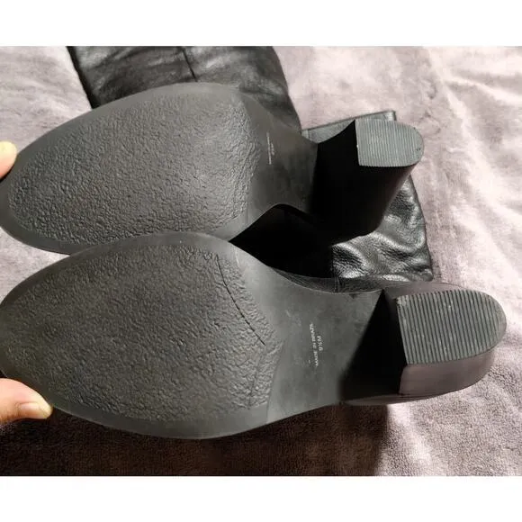 Matisse Raquel Black Leather Tall Block Heel Boots Sz 9.5 M