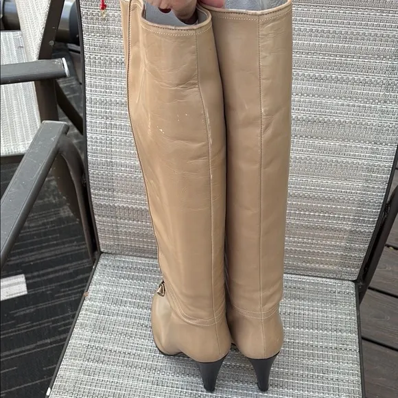 MAYLE LADIES TAN/BROWN TALL HEEL BOOTS-10