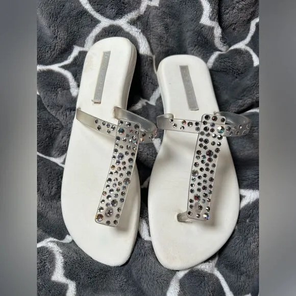 Melissa Harmonic   J.Maskrey Women's Swarovski Crystal Flip Flop Sandals Size 6