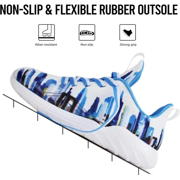 Mens Blue Running Shoes Lightweight Fashion Stylish Sports Workout Gym Sneakers