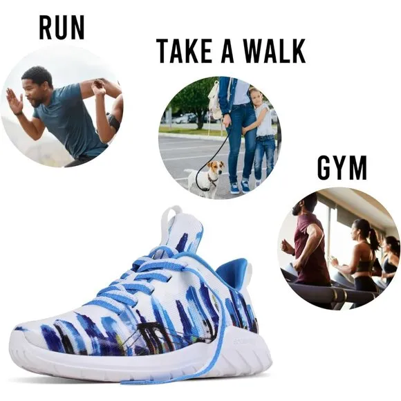 Mens Blue Running Shoes Lightweight Fashion Stylish Sports Workout Gym Sneakers